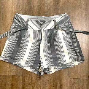 Striped Gray and White Women's Shorts